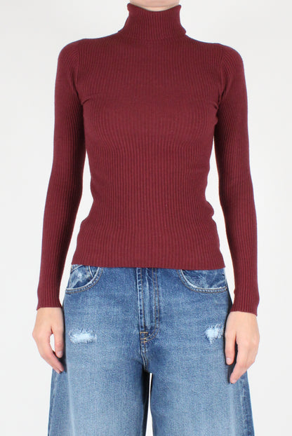 Ribbed Viscose Blend Turtleneck