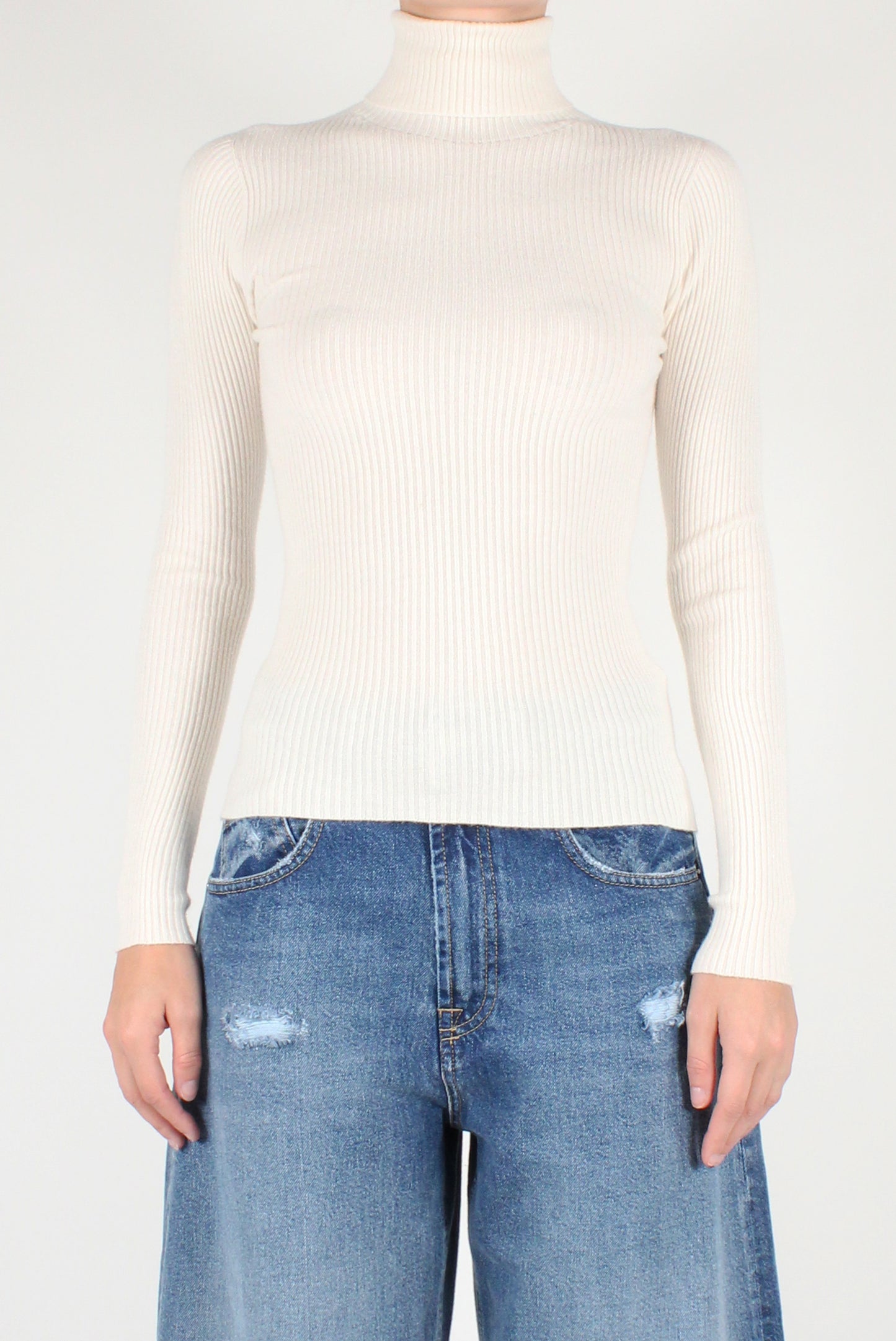 Ribbed Viscose Blend Turtleneck