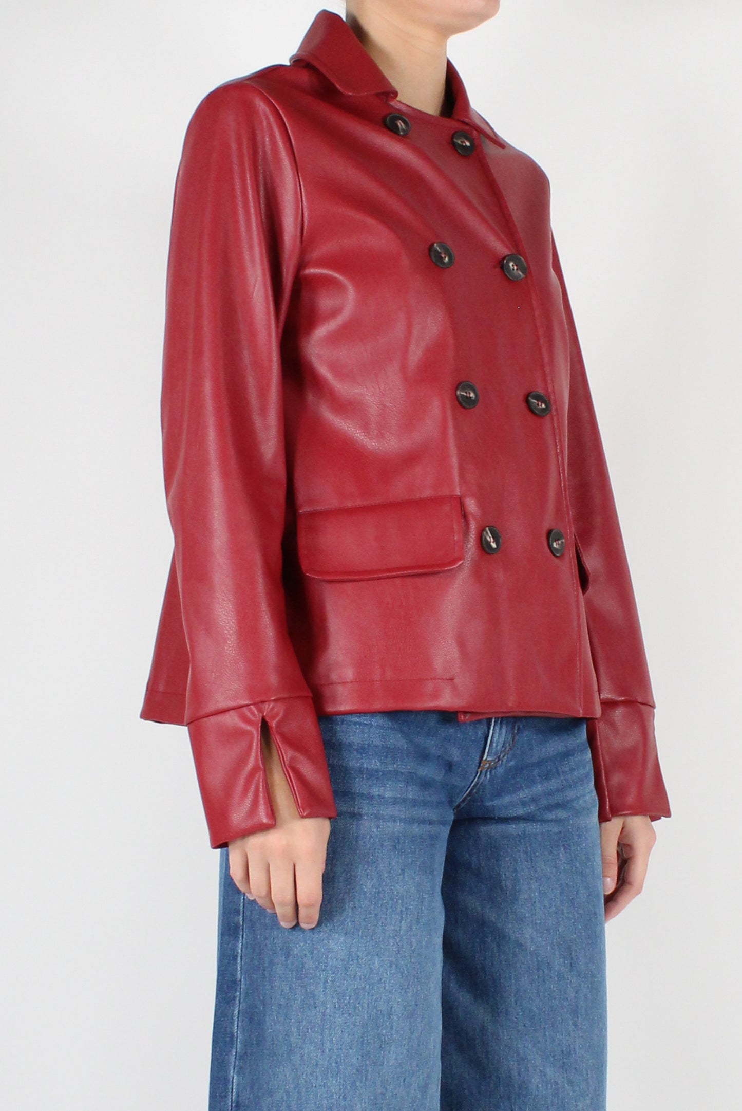 Double-breasted jacket in eco leather