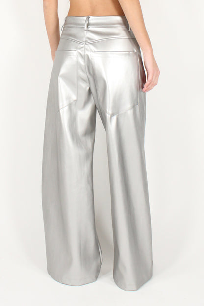 Pantaloni in Ecopelle Metallizzata