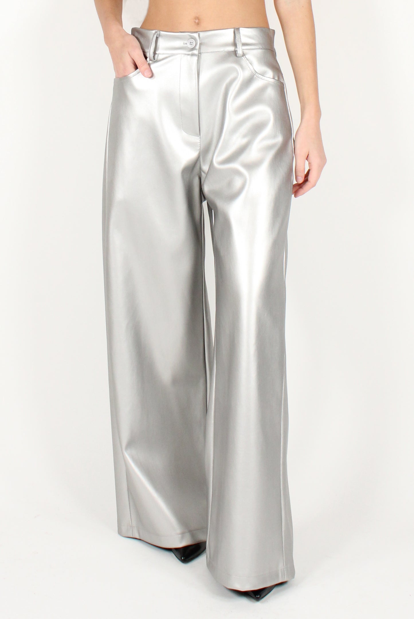 Pantaloni in Ecopelle Metallizzata