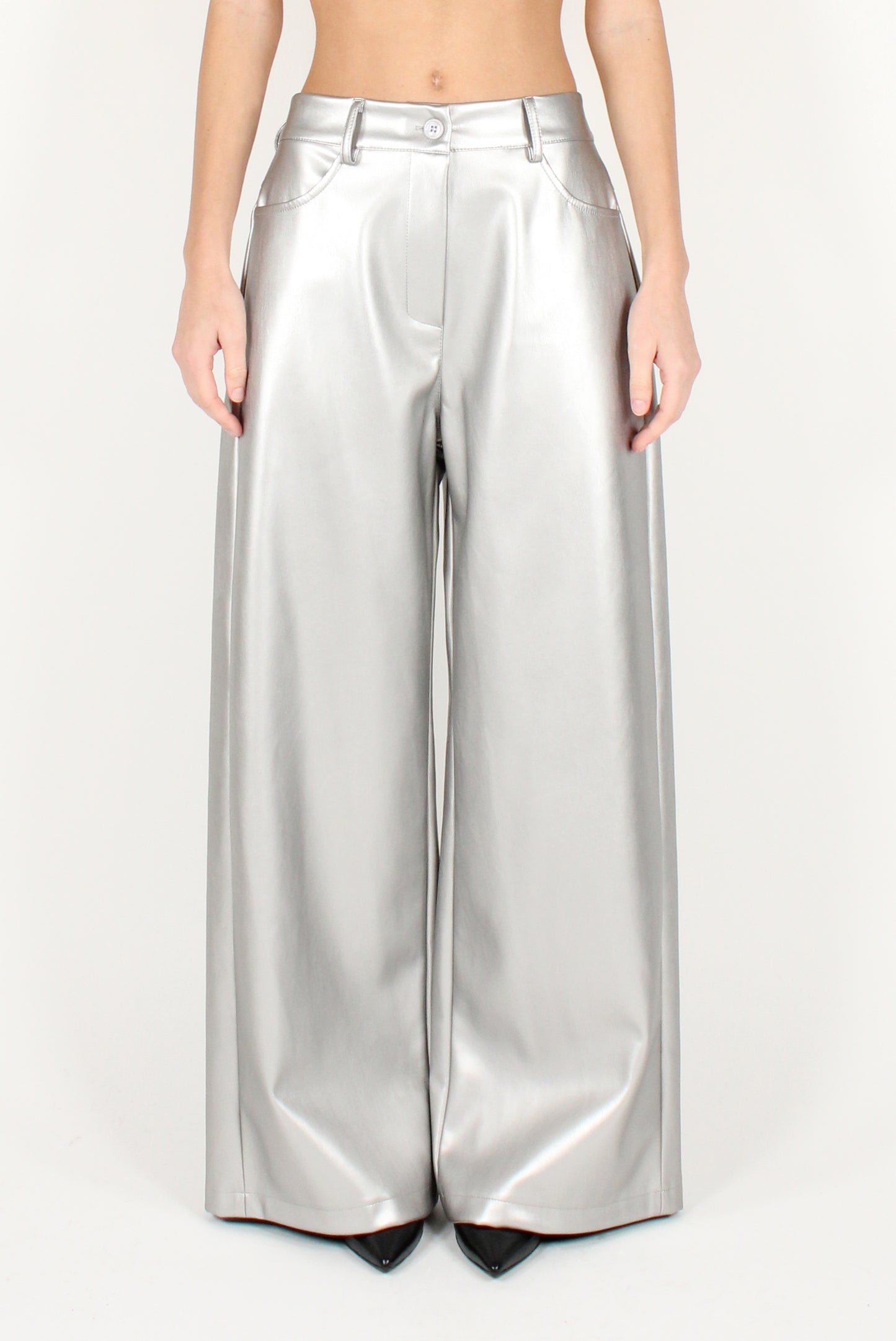 Pantaloni in Ecopelle Metallizzata