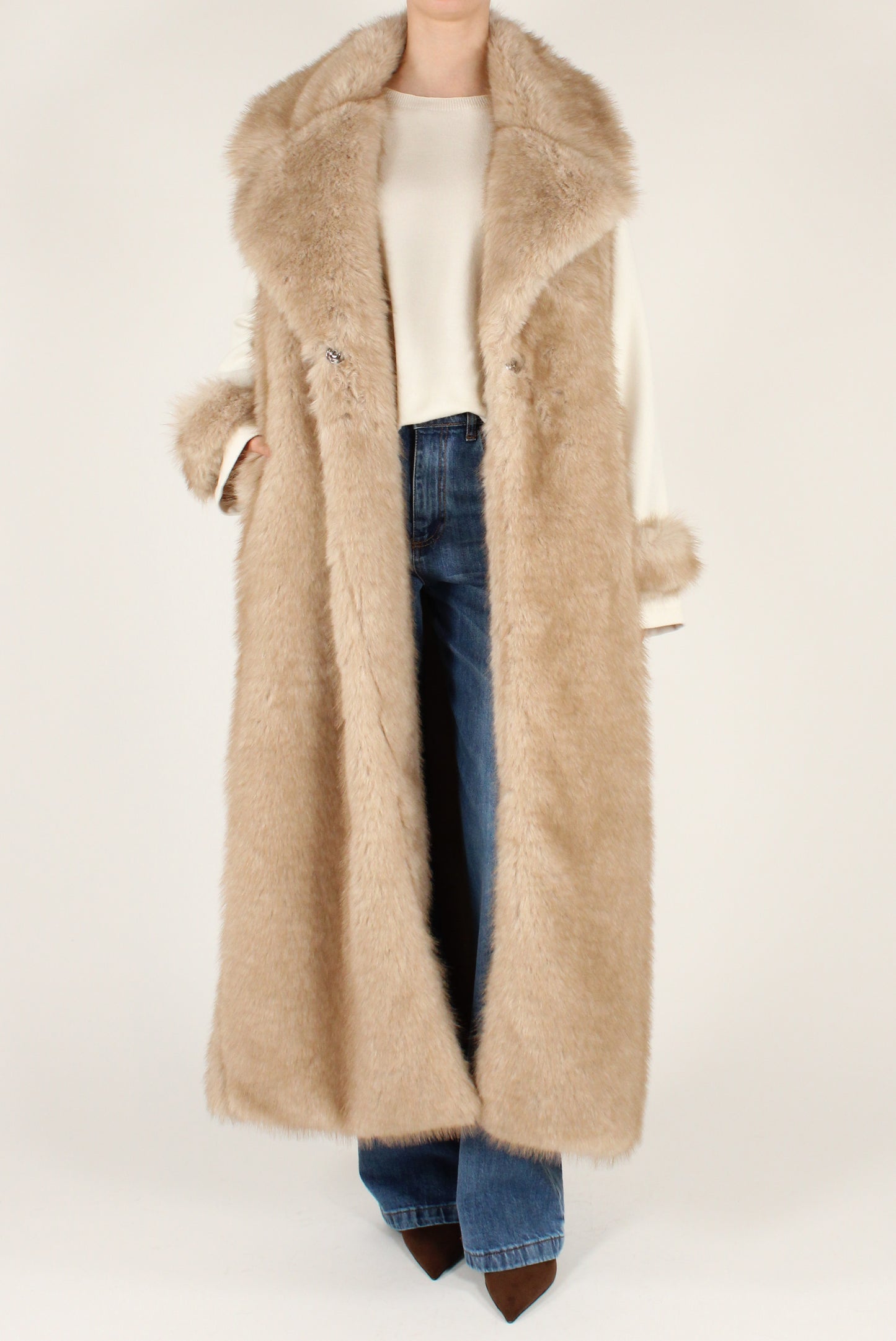 Cappotto Lungo con Eco Pelliccia