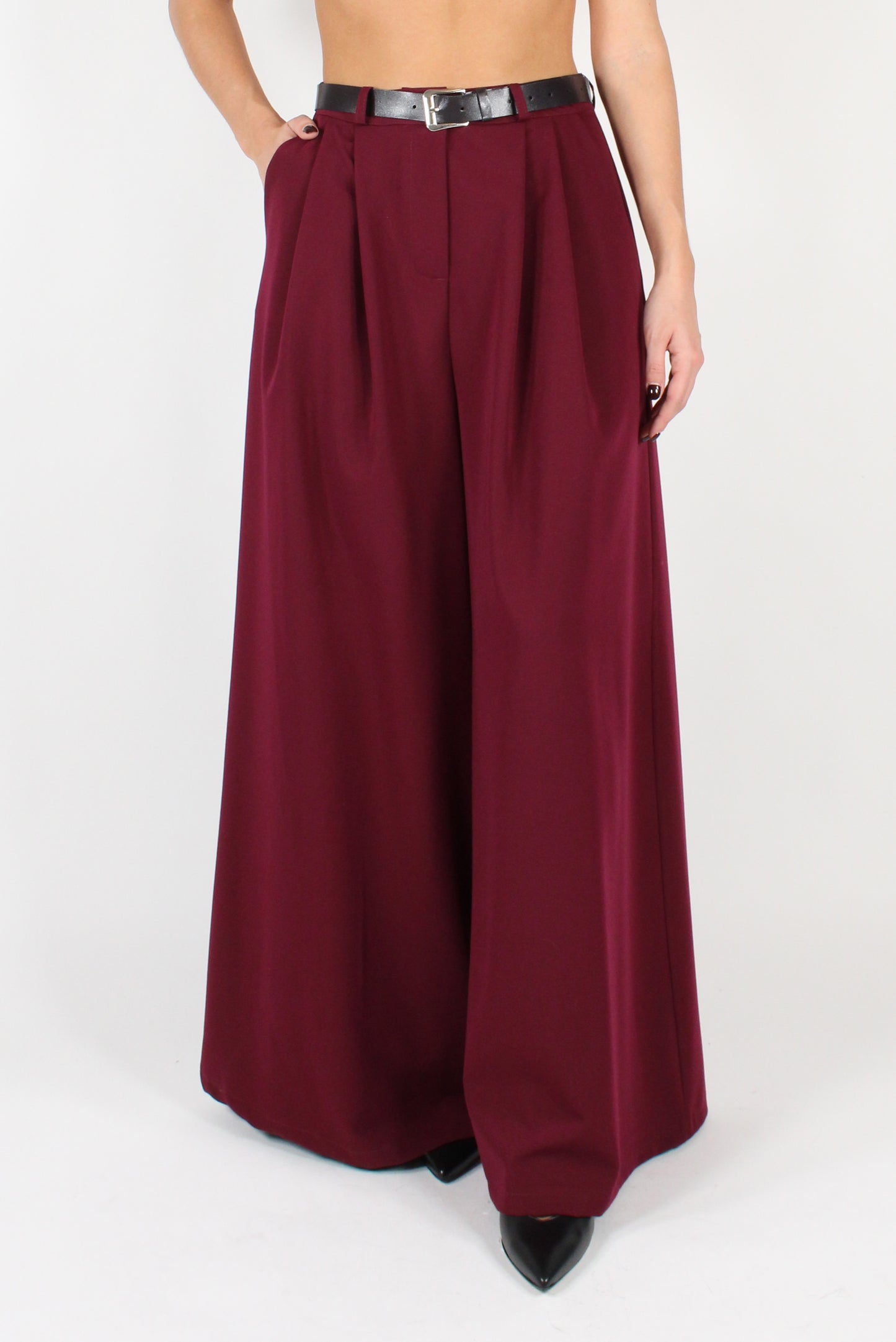 Extra Wide Leg Trousers with Pleats