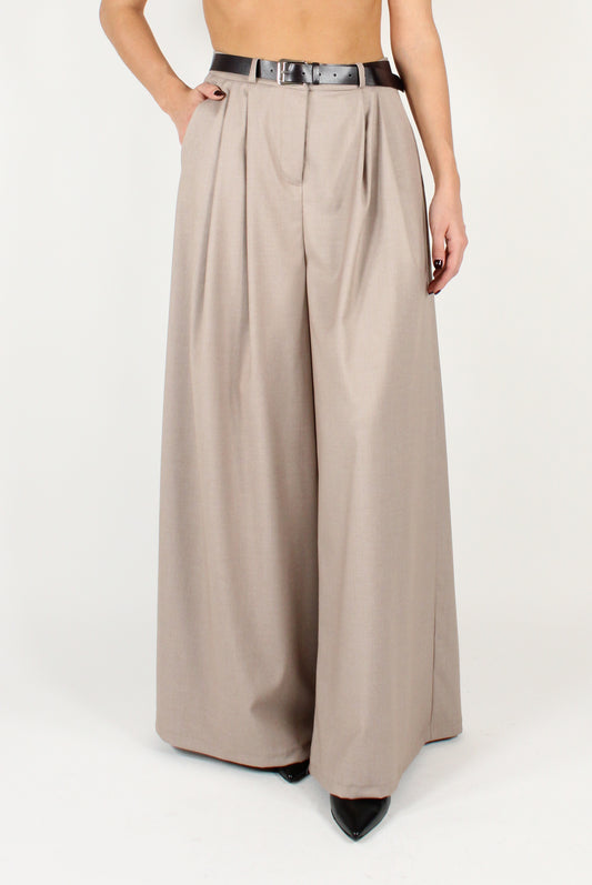 Extra Wide Leg Trousers with Pleats