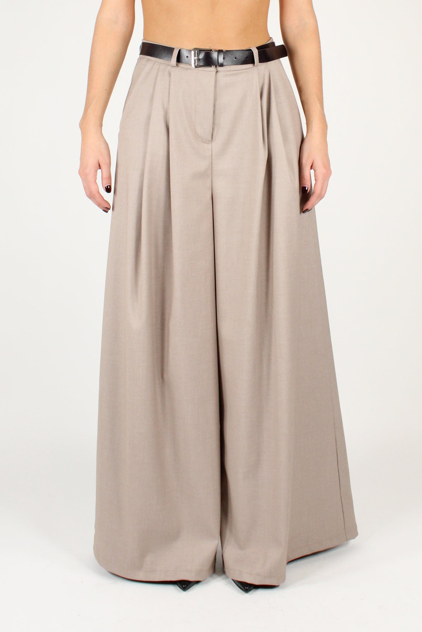 Extra Wide Leg Trousers with Pleats