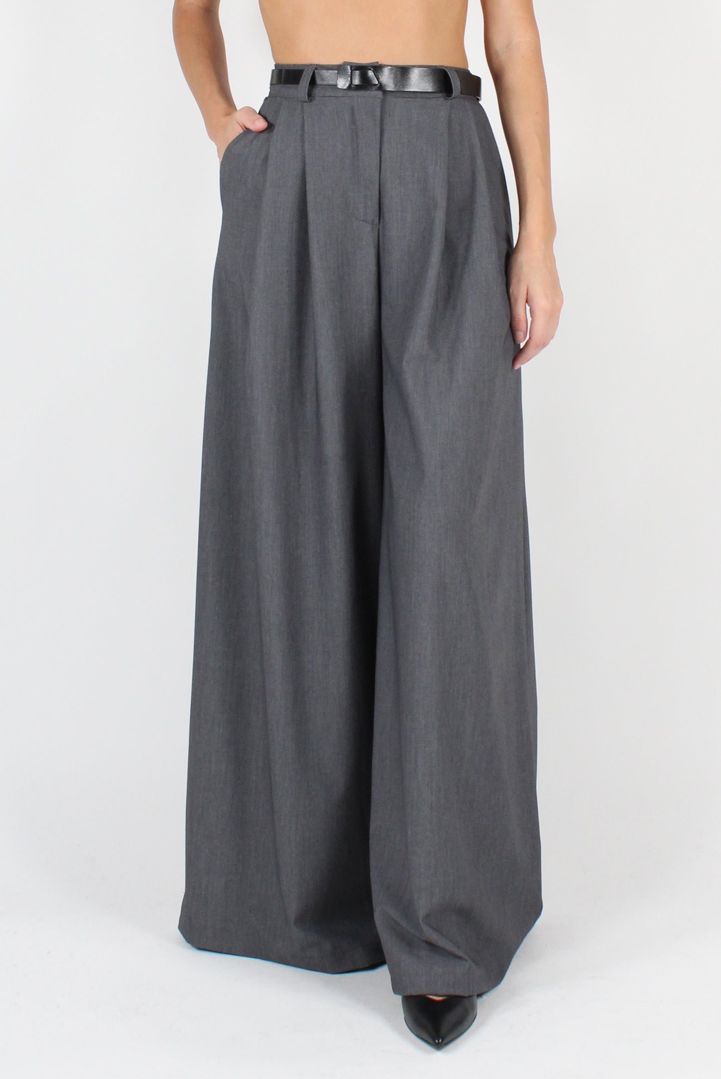 Extra Wide Leg Trousers with Pleats