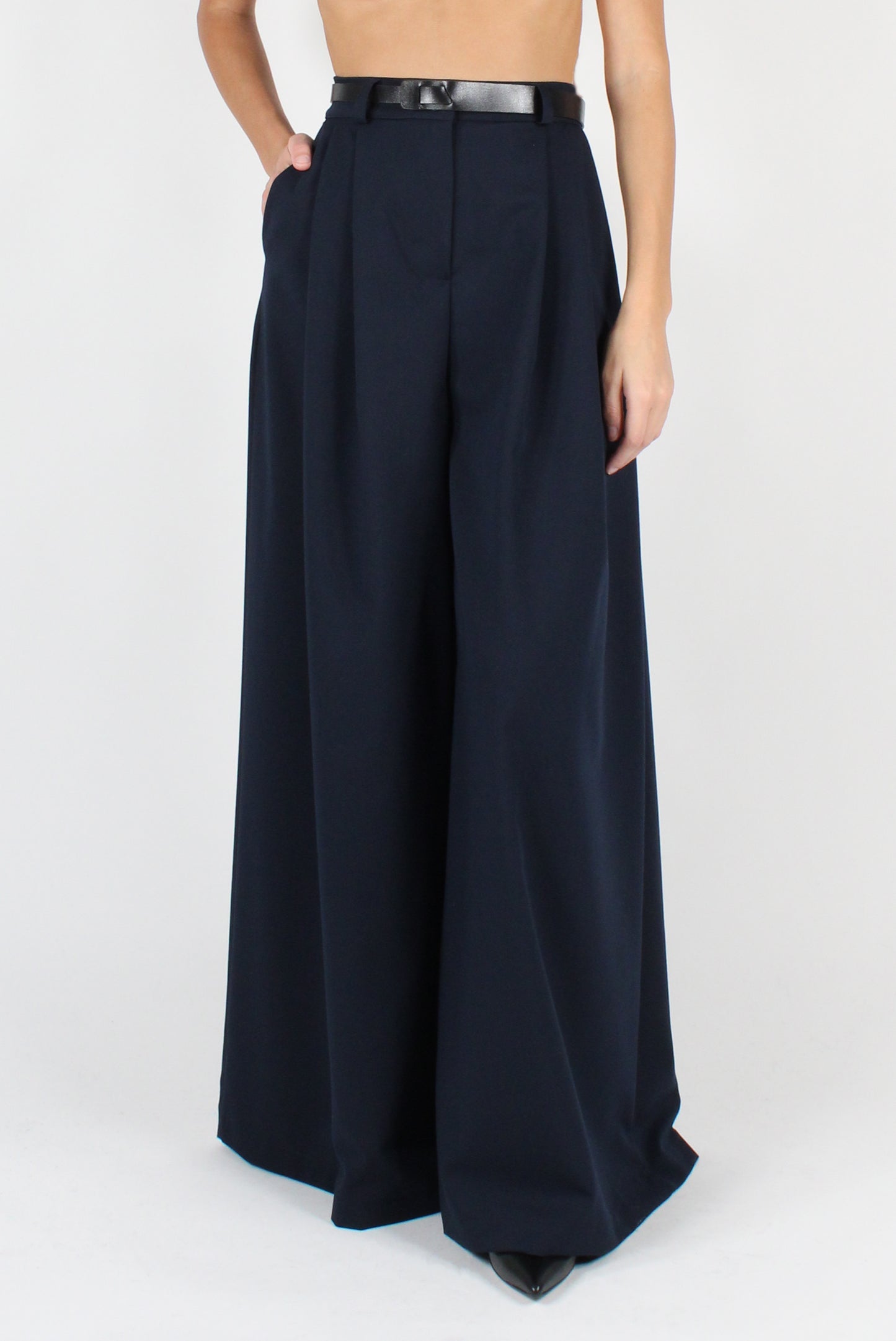 Extra Wide Leg Trousers with Pleats