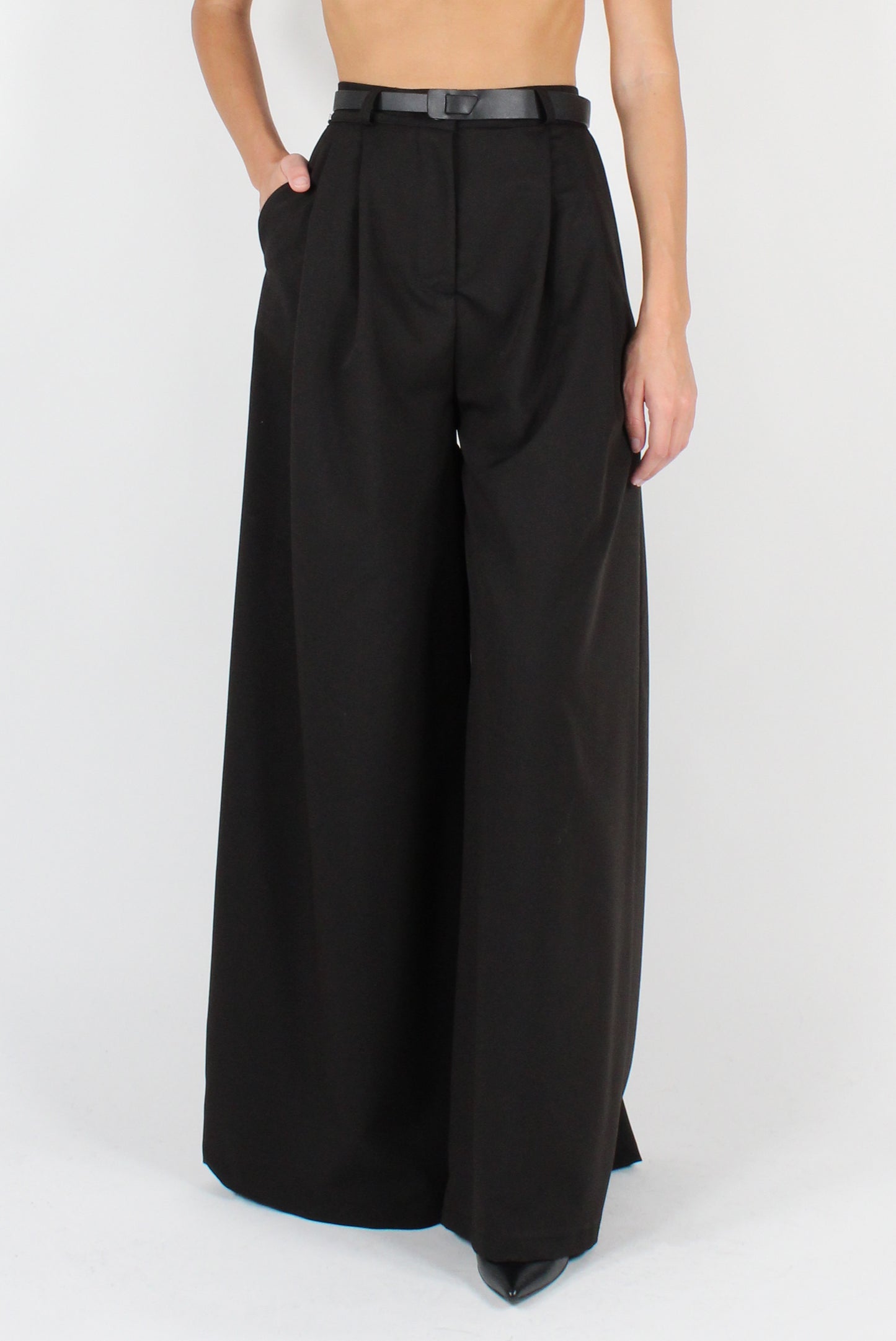 Extra Wide Leg Trousers with Pleats