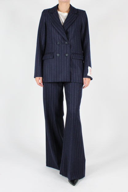 Wool Blend Pinstriped Palazzo Pants