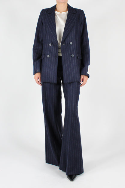 Wool Blend Pinstriped Palazzo Pants