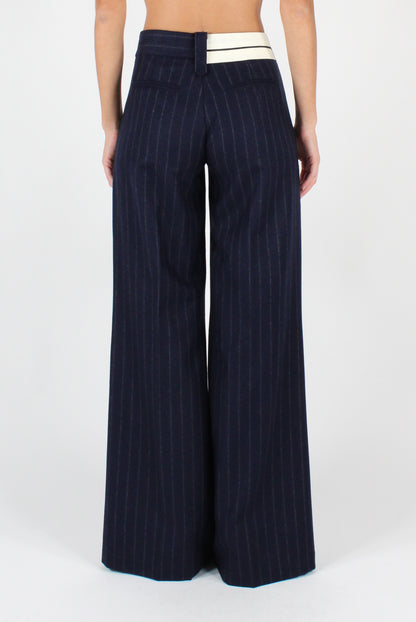 Wool Blend Pinstriped Palazzo Pants