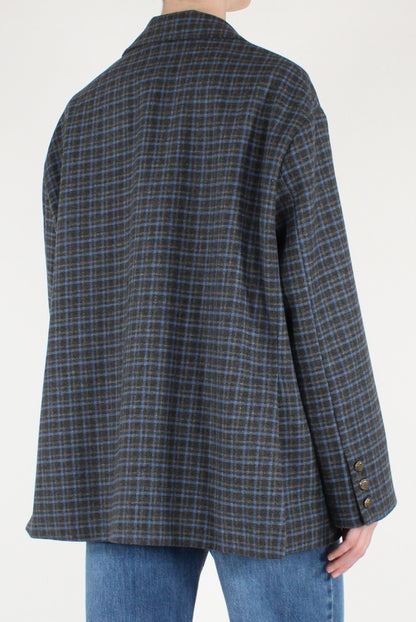 Blazer Over Fantasia Quadri con Spille