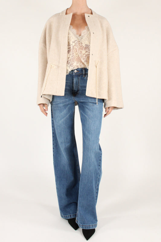 Giacca Bomber in Misto Lana Cotta