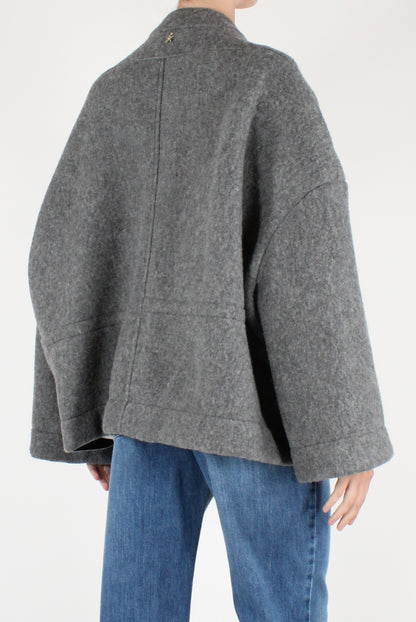 Giacca Bomber in Misto Lana Cotta