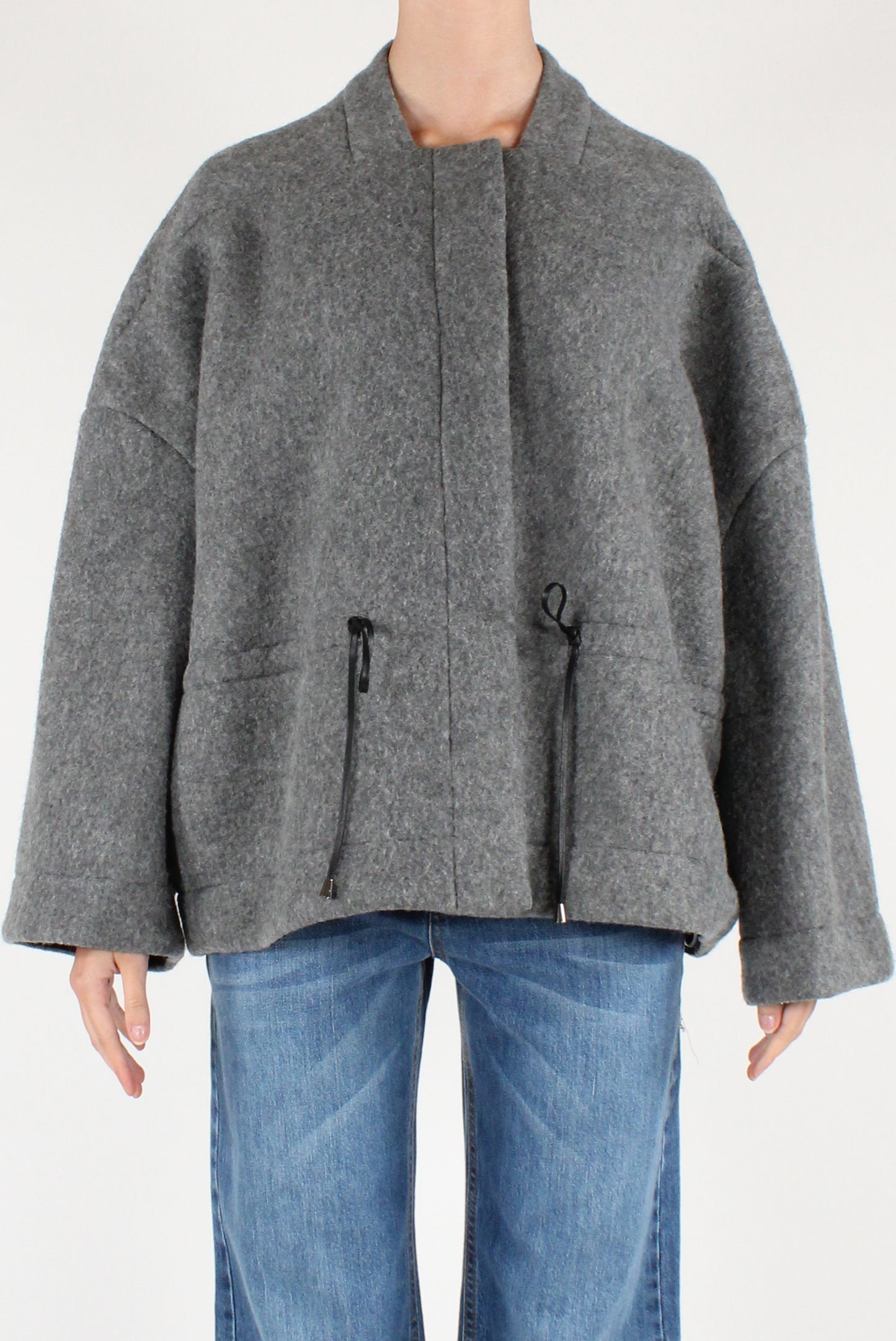 Giacca Bomber in Misto Lana Cotta