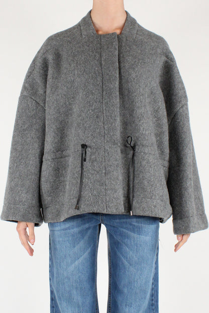 Giacca Bomber in Misto Lana Cotta