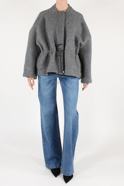 Giacca Bomber in Misto Lana Cotta