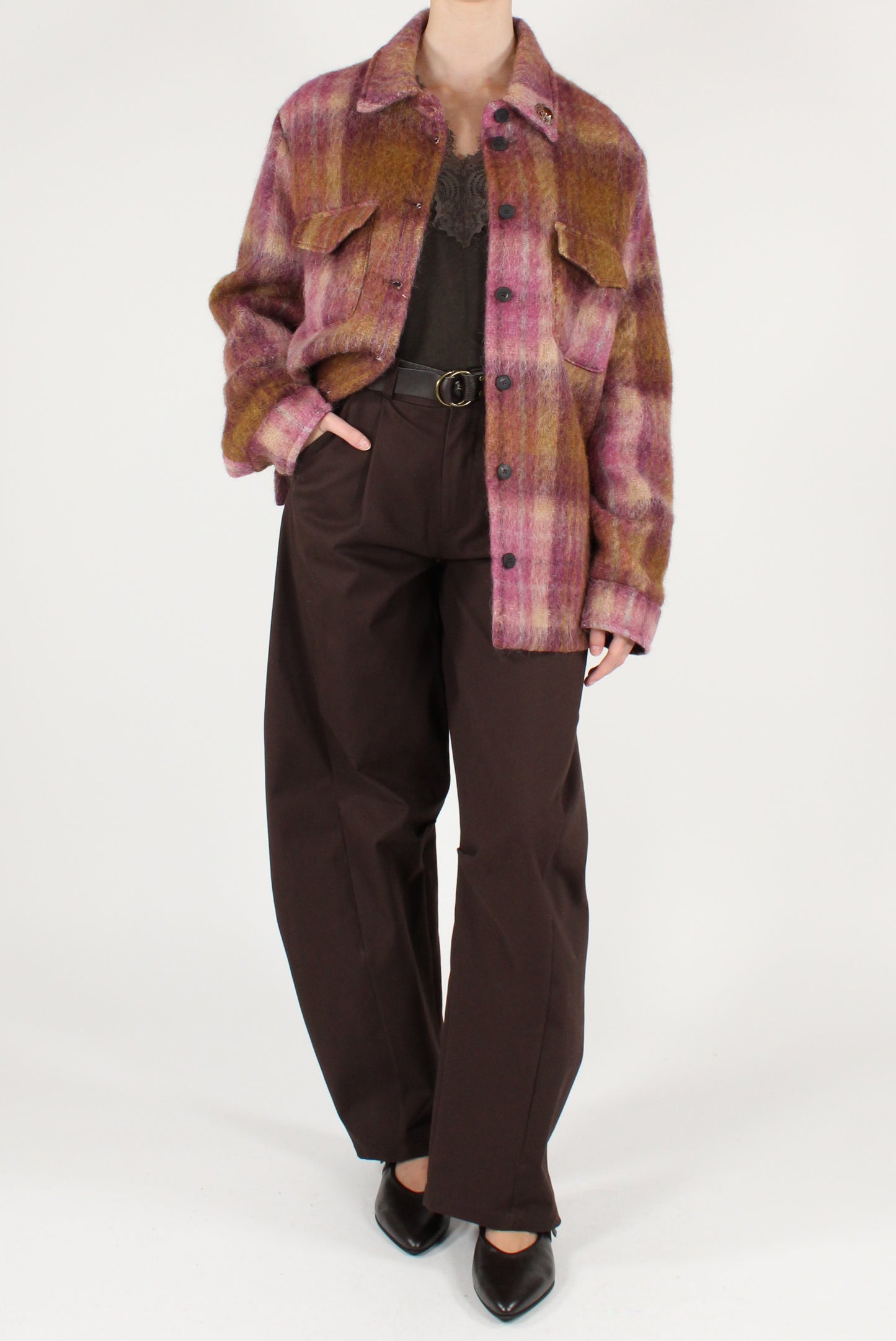 Giacca Taglio Camicia Over Stampa Tartan