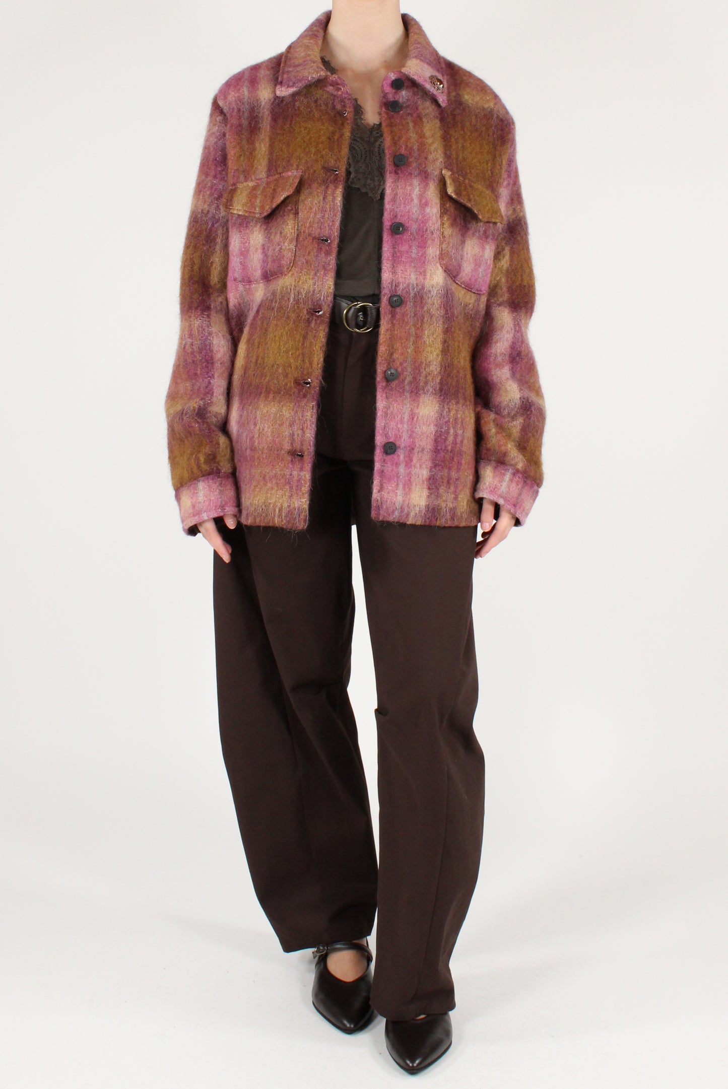 Giacca Taglio Camicia Over Stampa Tartan