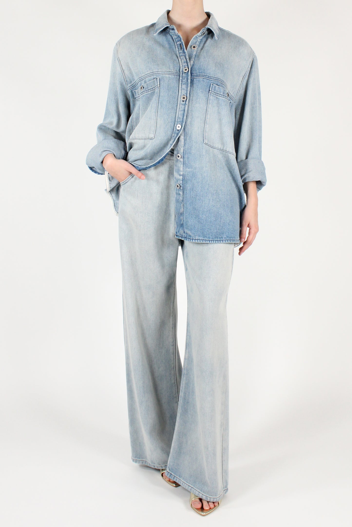 Giacca Over in Denim a Lavaggio Chiaro
