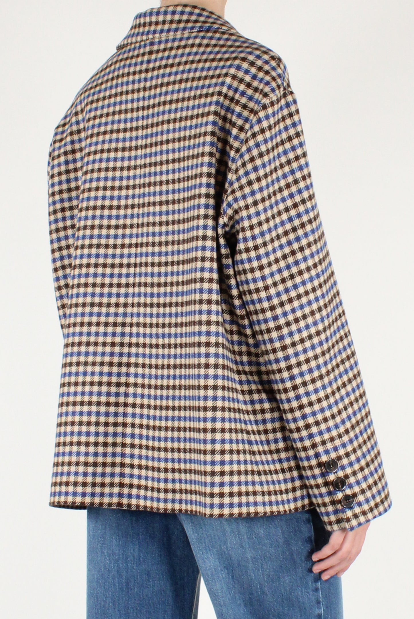 Giacca Doppiopetto Over a Quadretti con Spilla