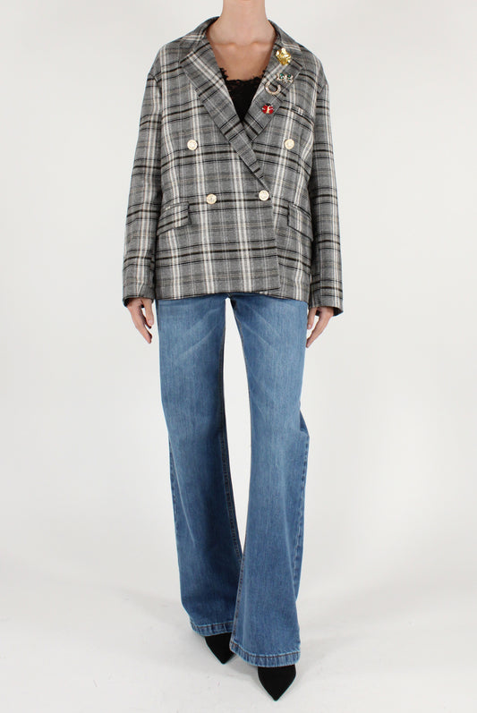 Giacca Doppiopetto in Tartan con Spille