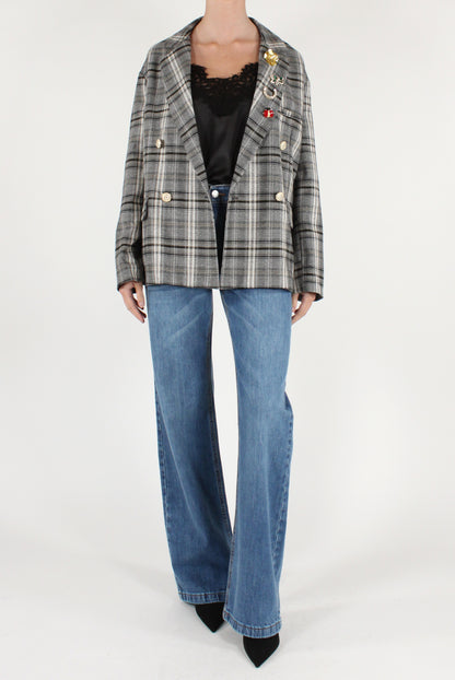 Giacca Doppiopetto in Tartan con Spille