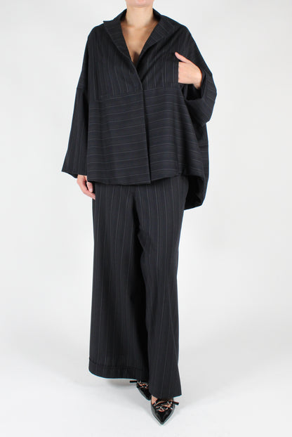 Asymmetric Pinstripe Over Jacket