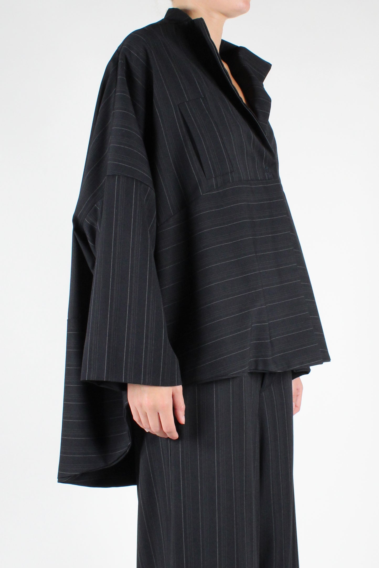 Asymmetric Pinstripe Over Jacket