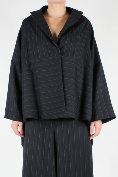 Asymmetric Pinstripe Over Jacket