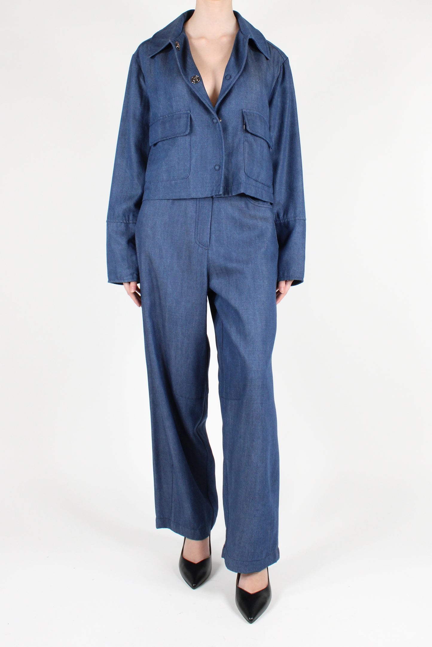 Short Denim Jacket with Pockets