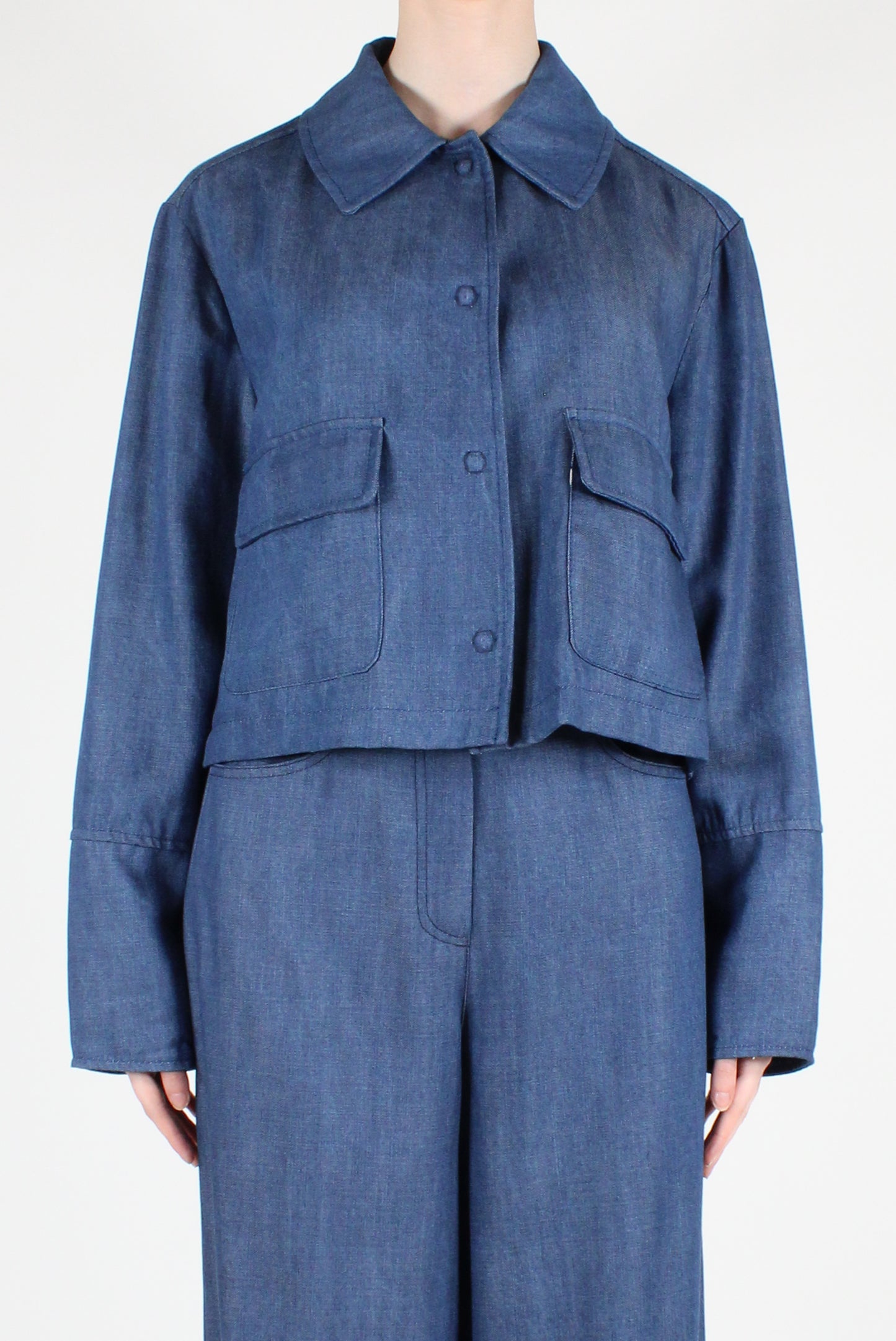 Short Denim Jacket with Pockets