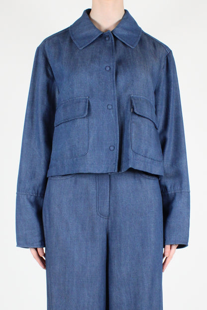 Short Denim Jacket with Pockets