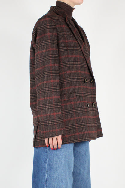 Double Breasted Tartan Oversized Blazer