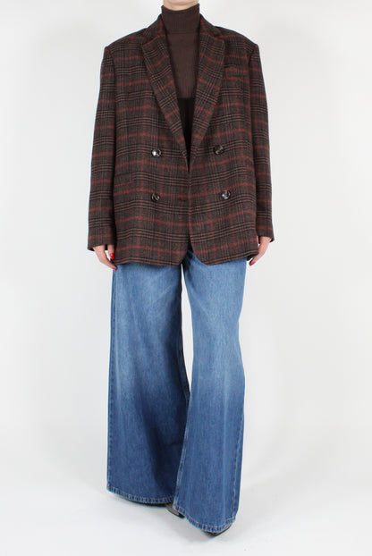 Double Breasted Tartan Oversized Blazer