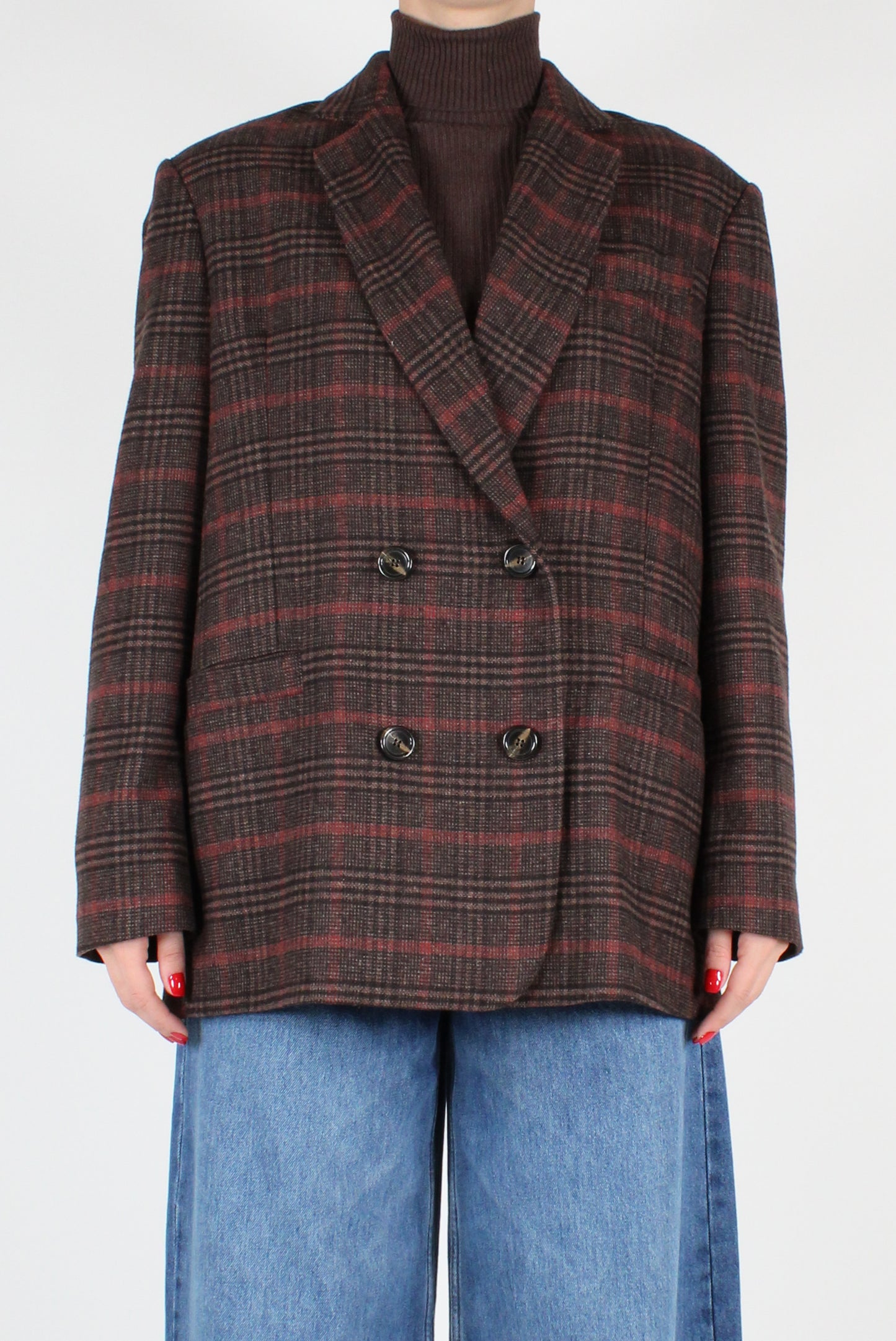 Double Breasted Tartan Oversized Blazer