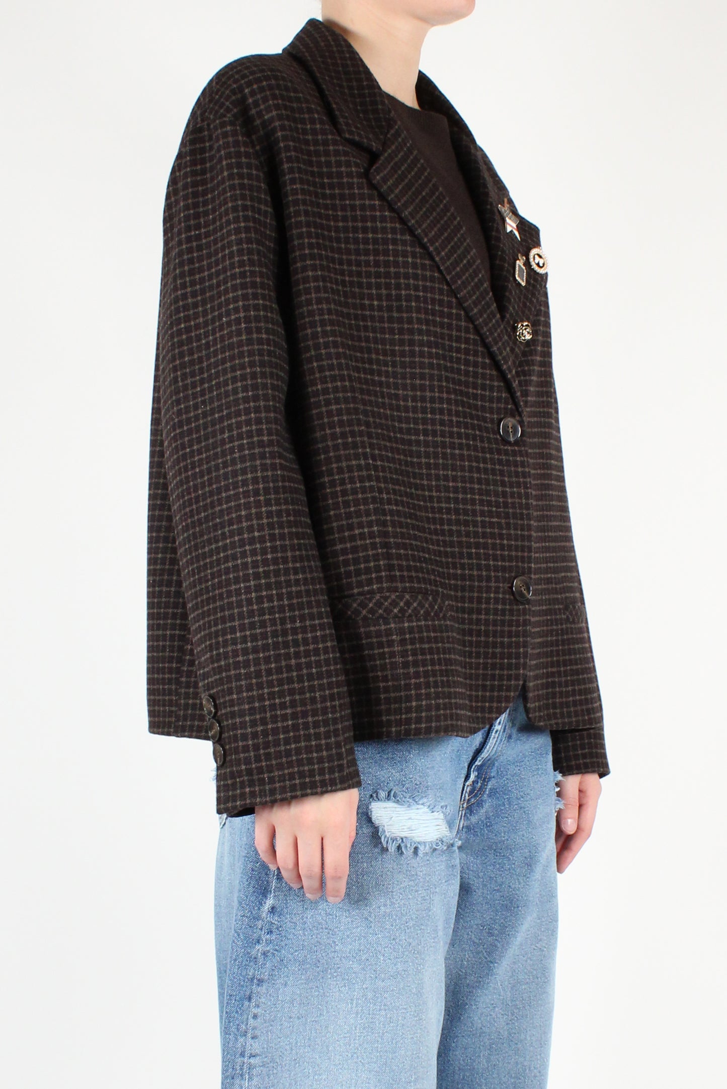 Checkered Jacket with Pins