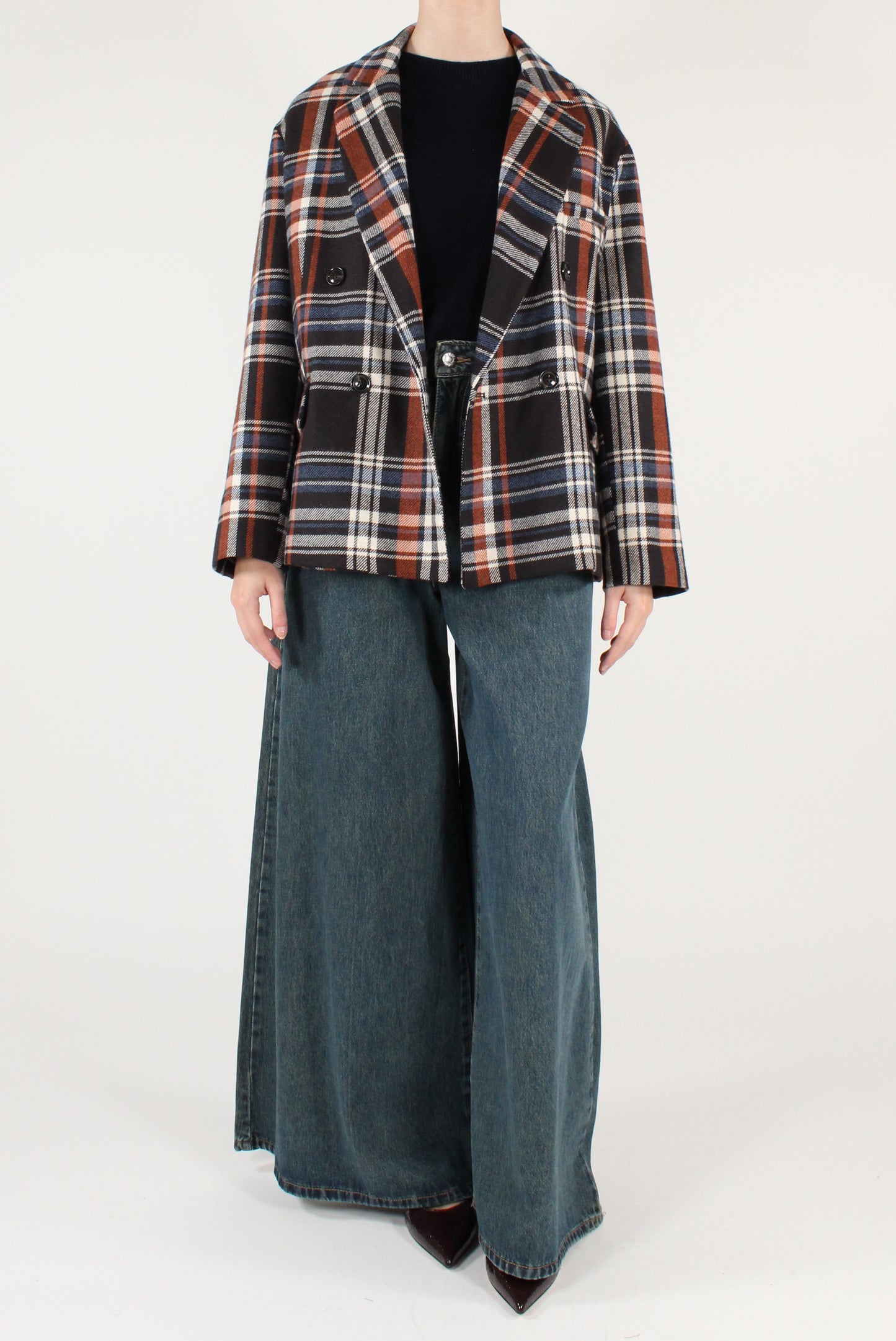 Giacca Over Doppiopetto in Tartan