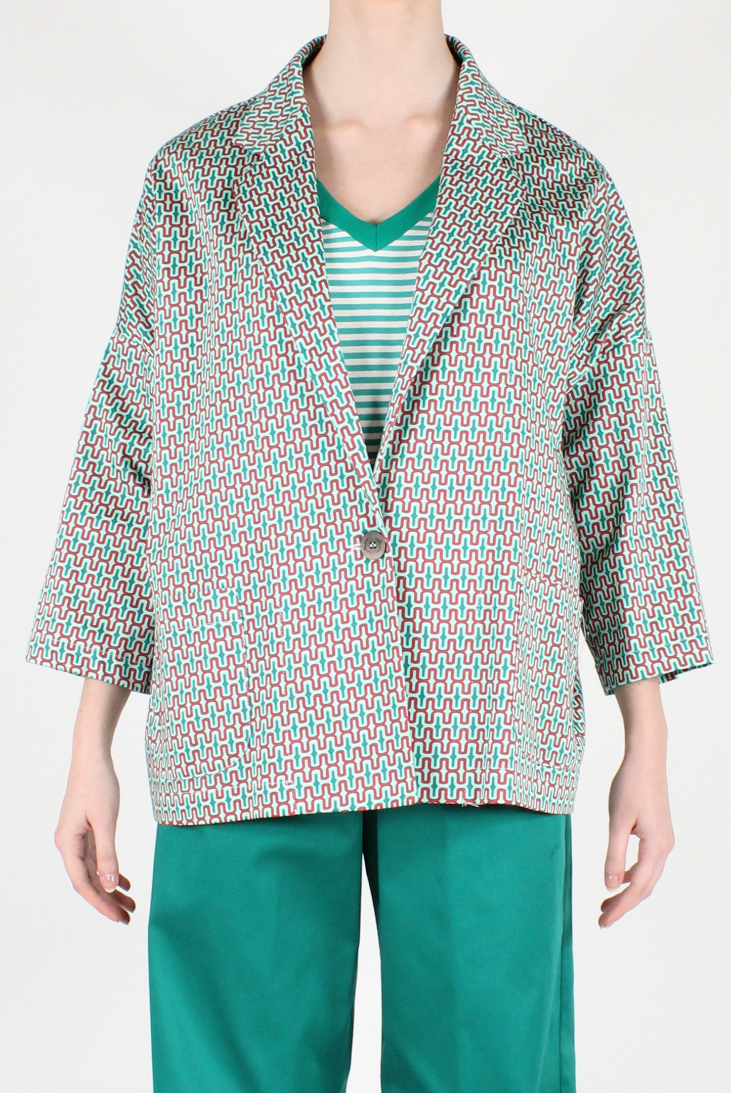 Oversized Geometric Pattern Jacket