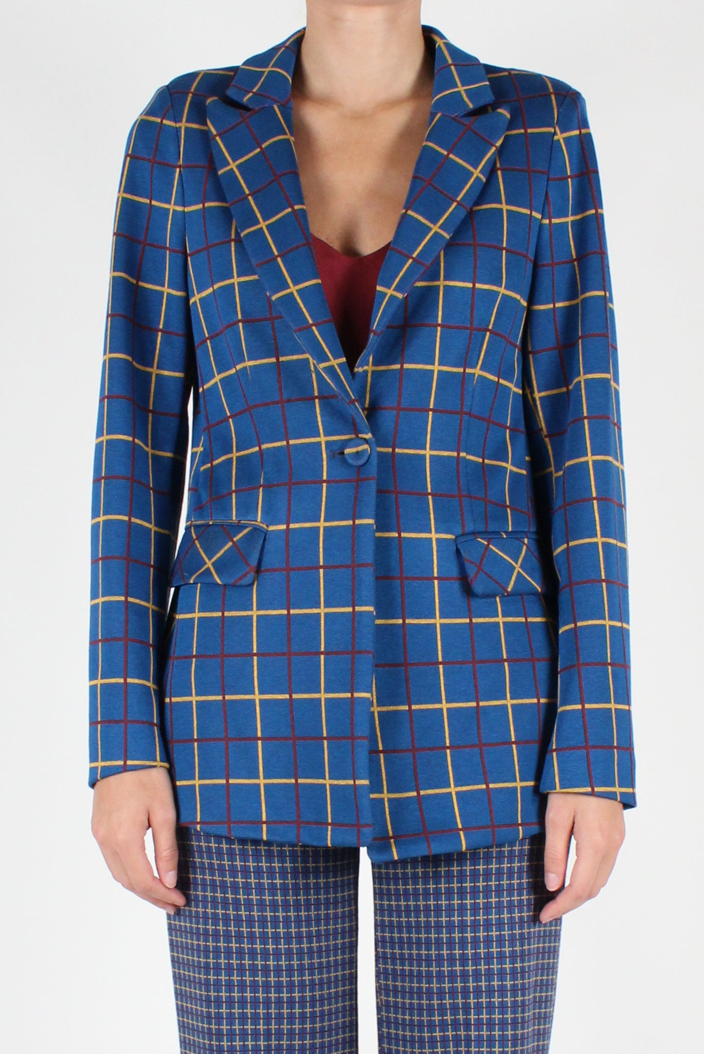 Single Breasted Checked Blazer