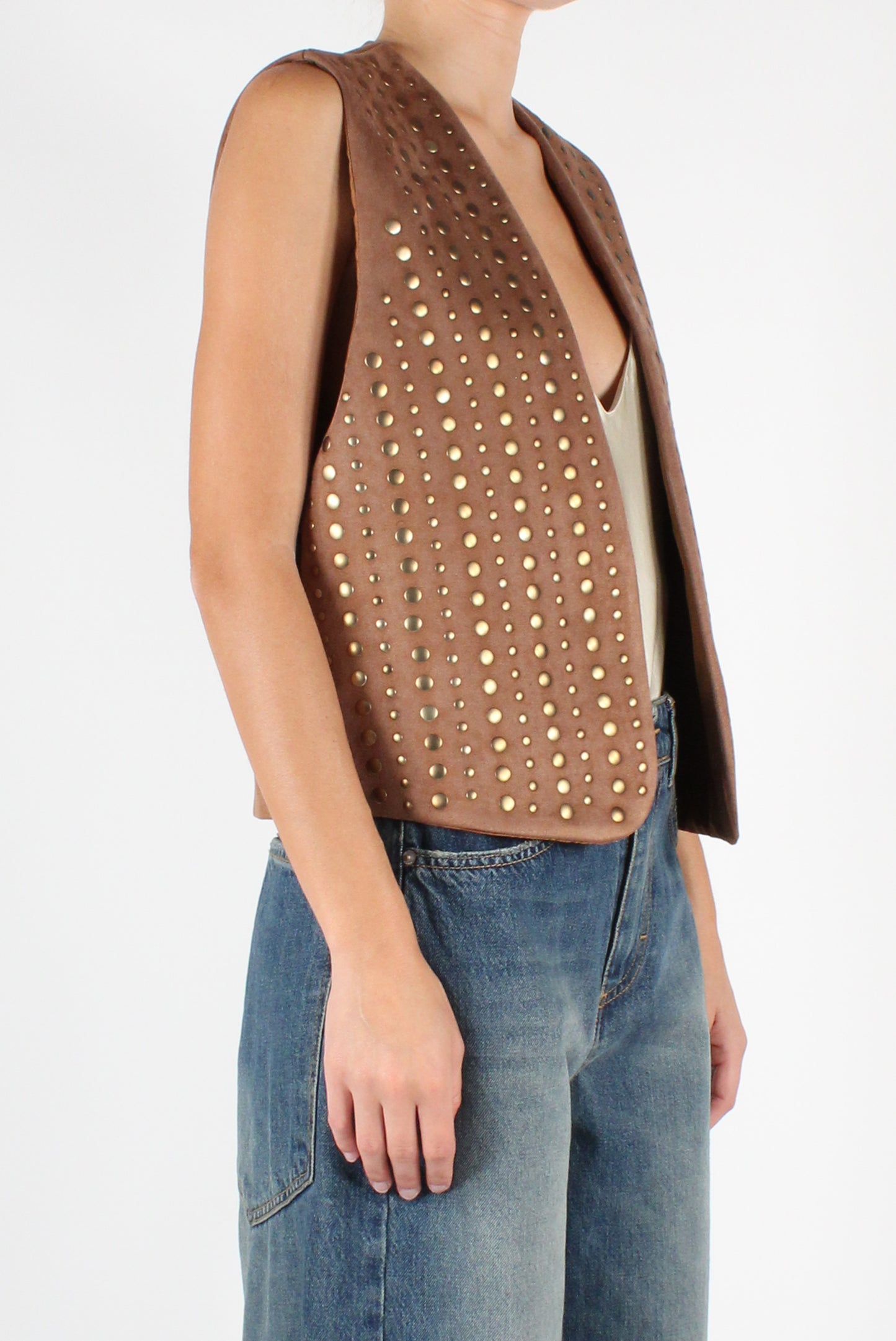 Eco Suede Vest with Studs