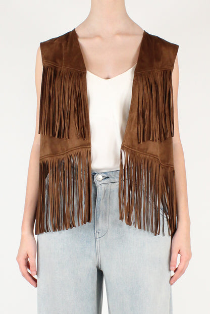 Eco Suede Vest with Fringes