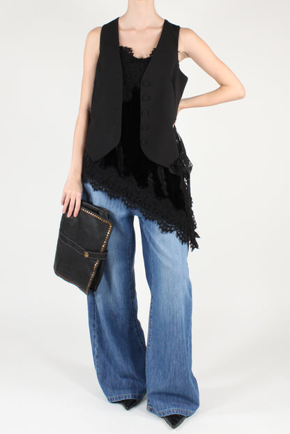 Gilet con Pizzo e Paillettes Ricamate