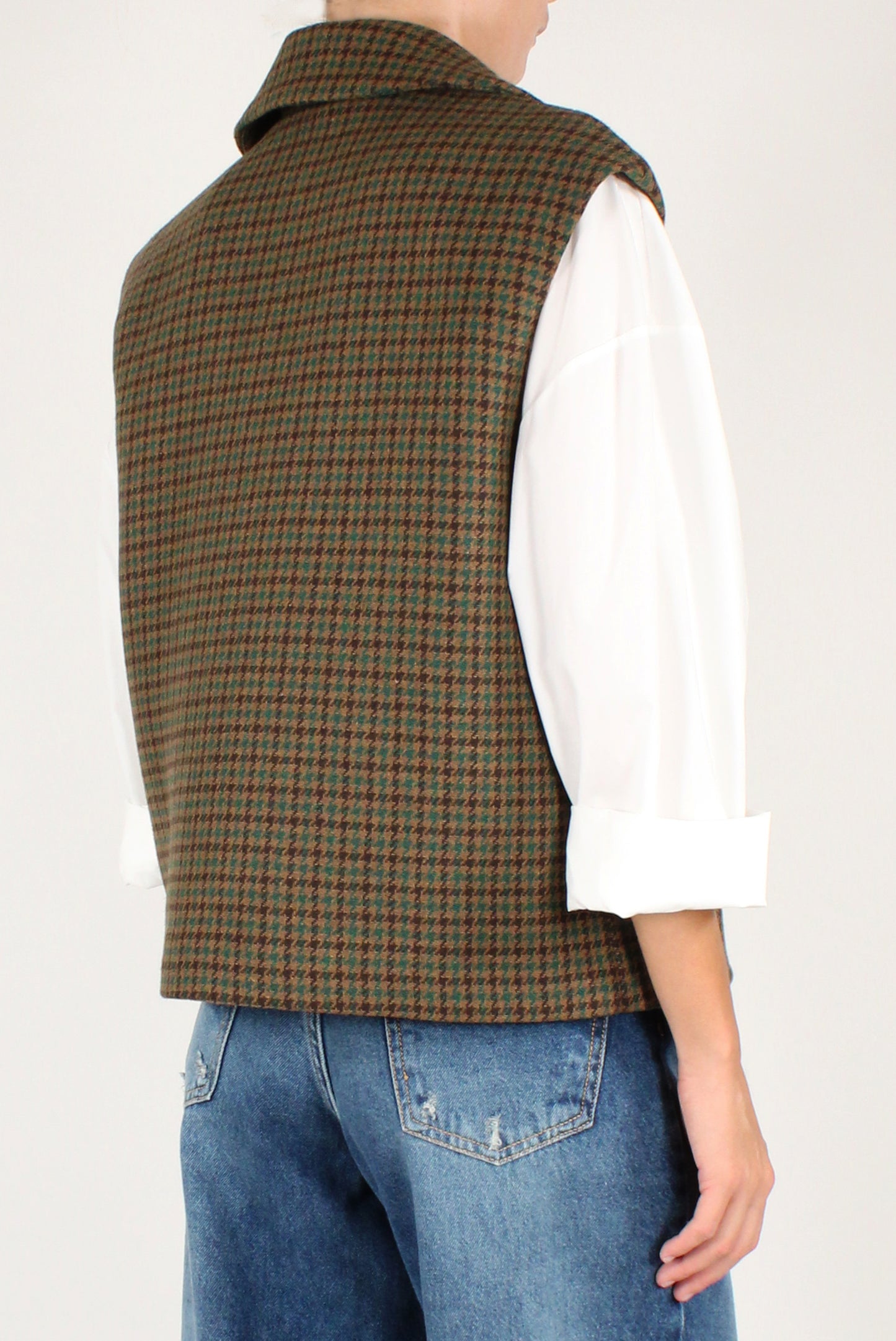 Gilet Doppiopetto Pied de Poule con Spilla