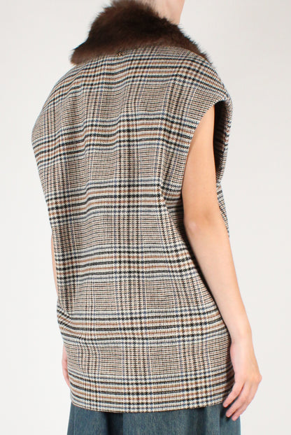 Gilet Over Fantasia Pied de Poule