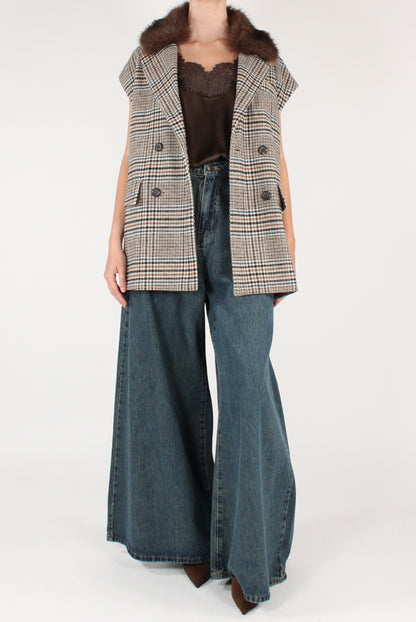Gilet Over Fantasia Pied de Poule