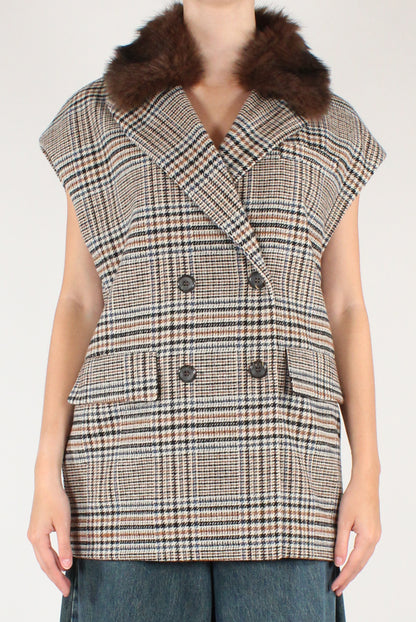 Gilet Over Fantasia Pied de Poule