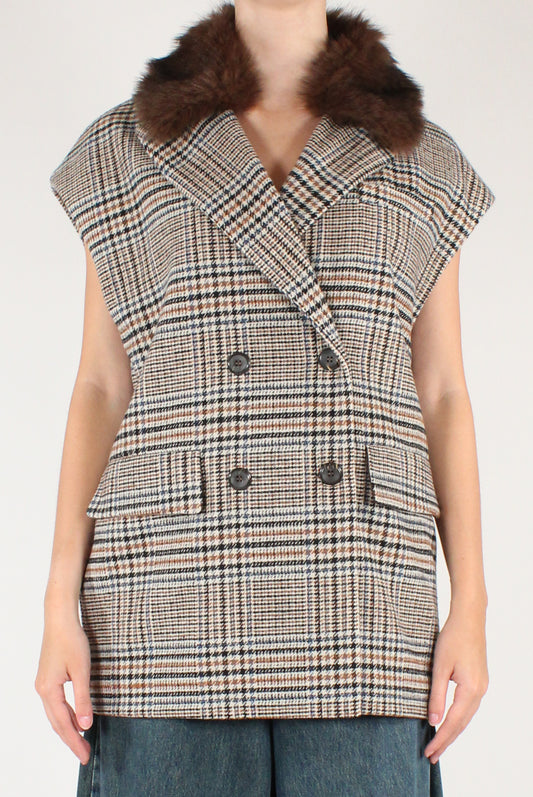 Gilet Over Fantasia Pied de Poule