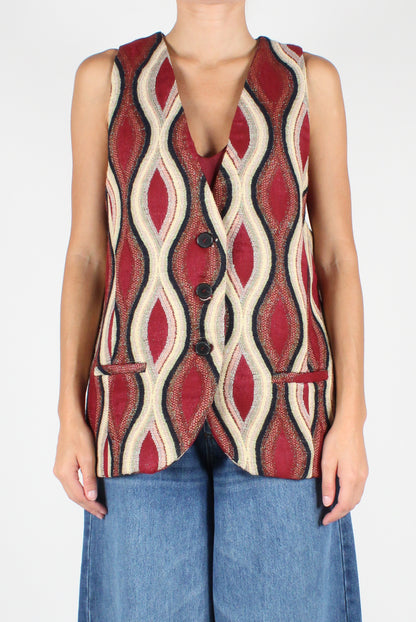 Oversized Gilet with Lurex Pattern